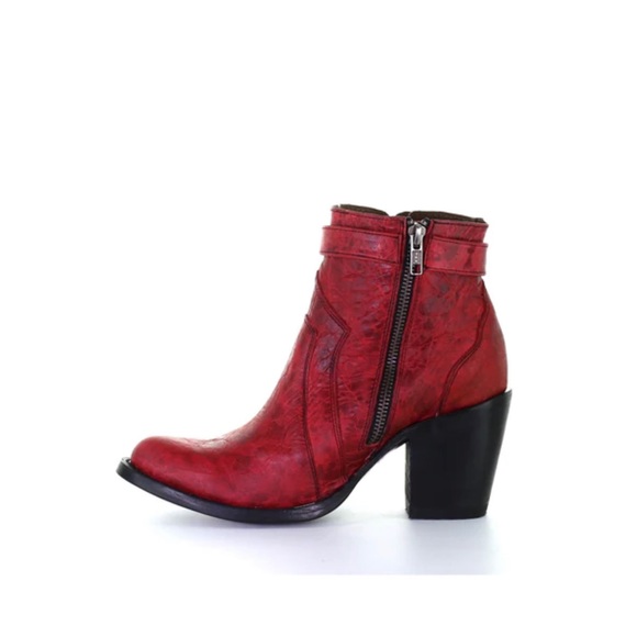 !!SOLD!!! Circle G by Corral Ladies Red Zipper Ankle Boots L5699 - Picture 3 of 9